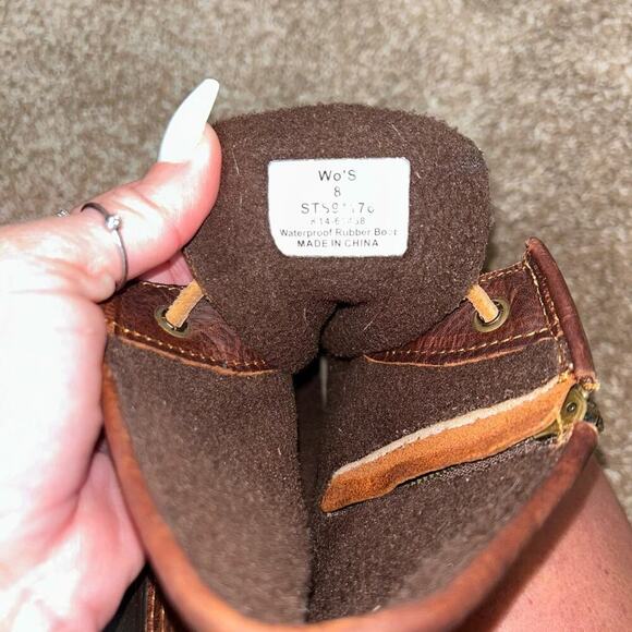 Sperry Speedy Duck Boots lace up leather two tone brown ankle rain/snow SZ 8 - Picture 2 of 8